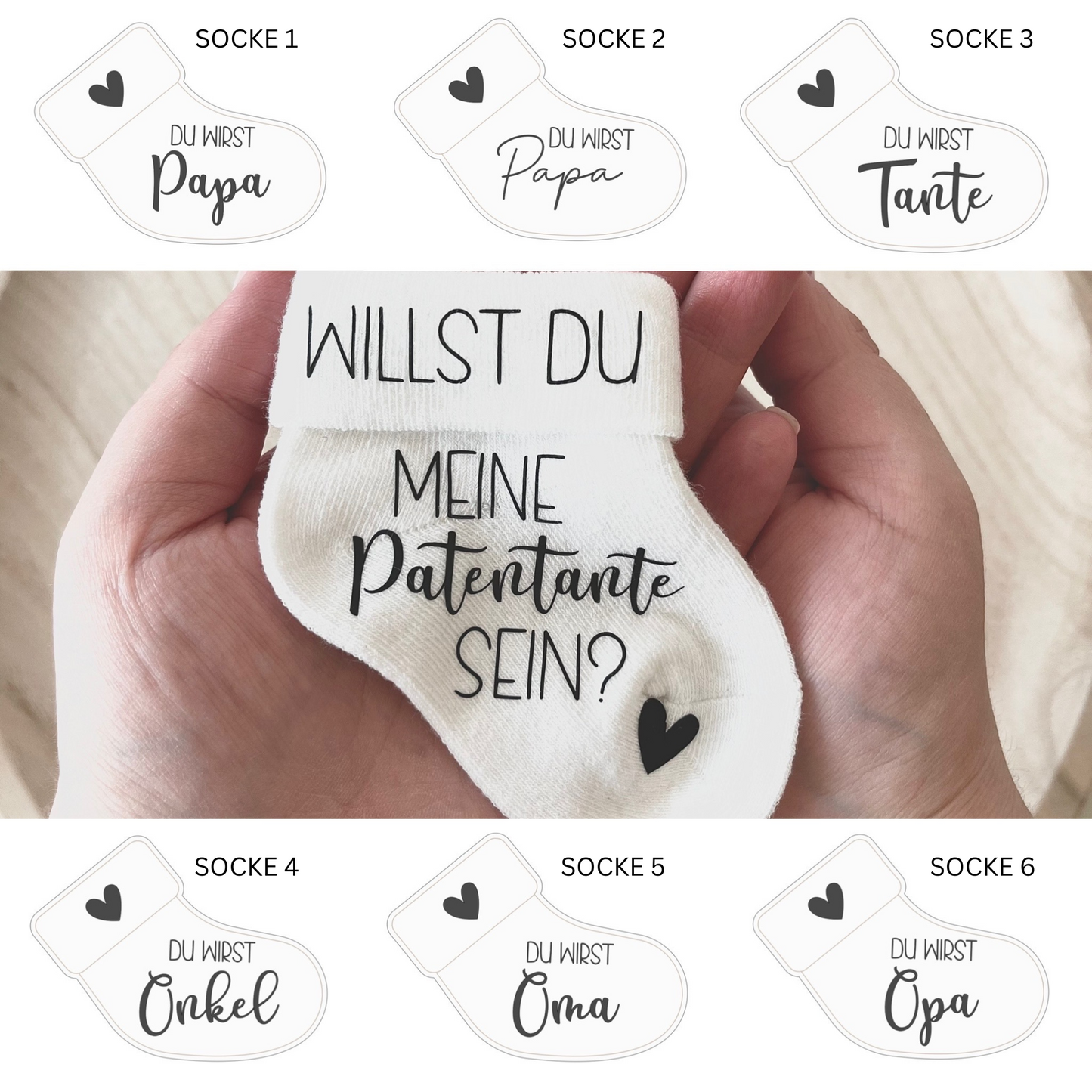 Babysocke mit Geschenkbox zur Schwangerschaftsverkündung
