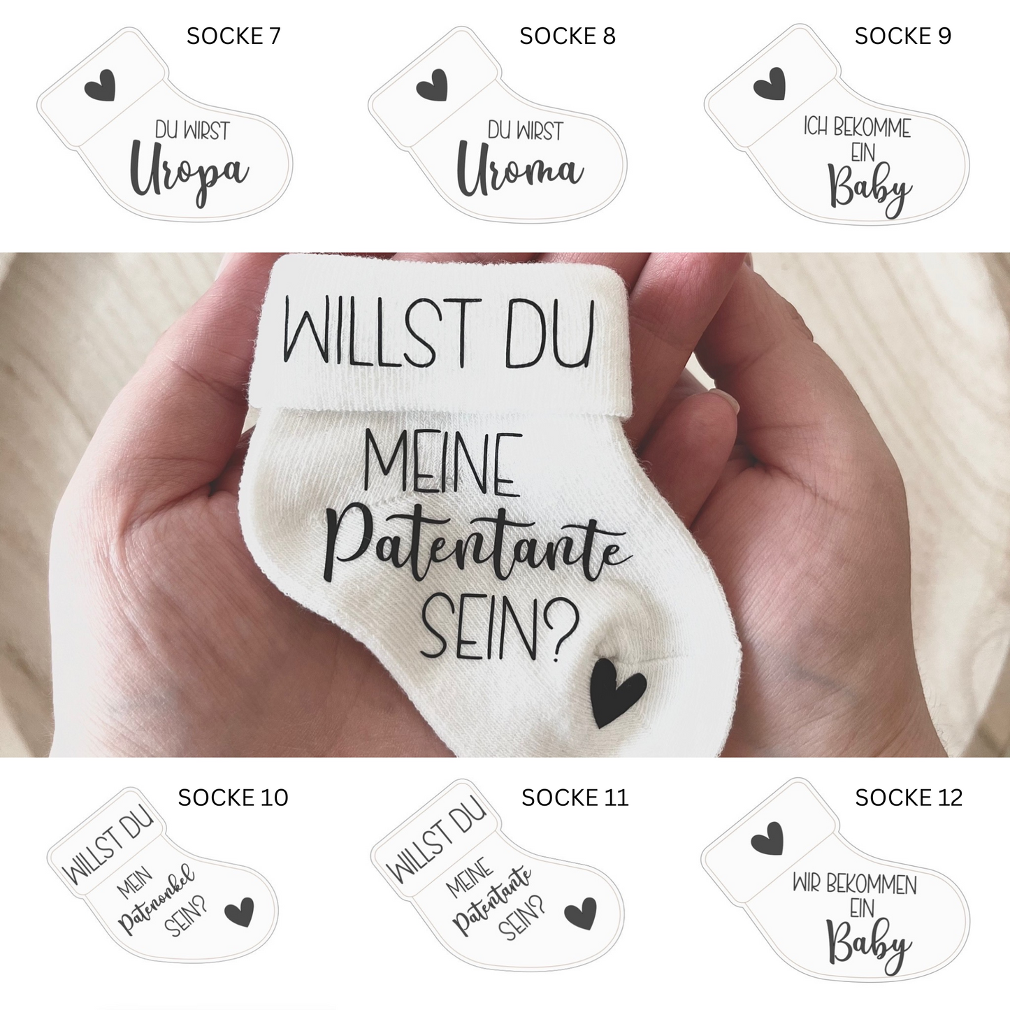 Babysocke mit Geschenkbox zur Schwangerschaftsverkündung