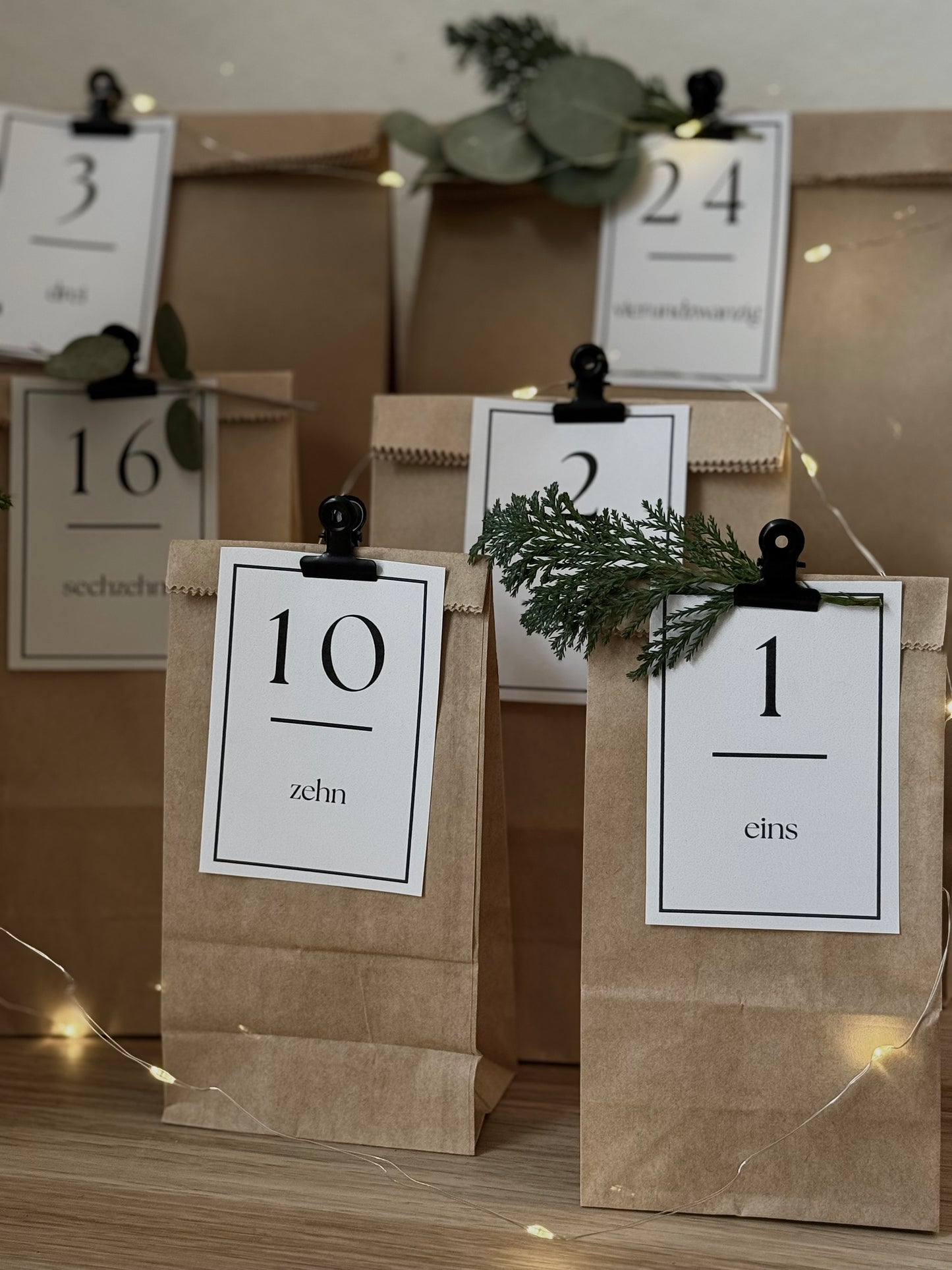 Adventskalender mit Zahlen-Karten
