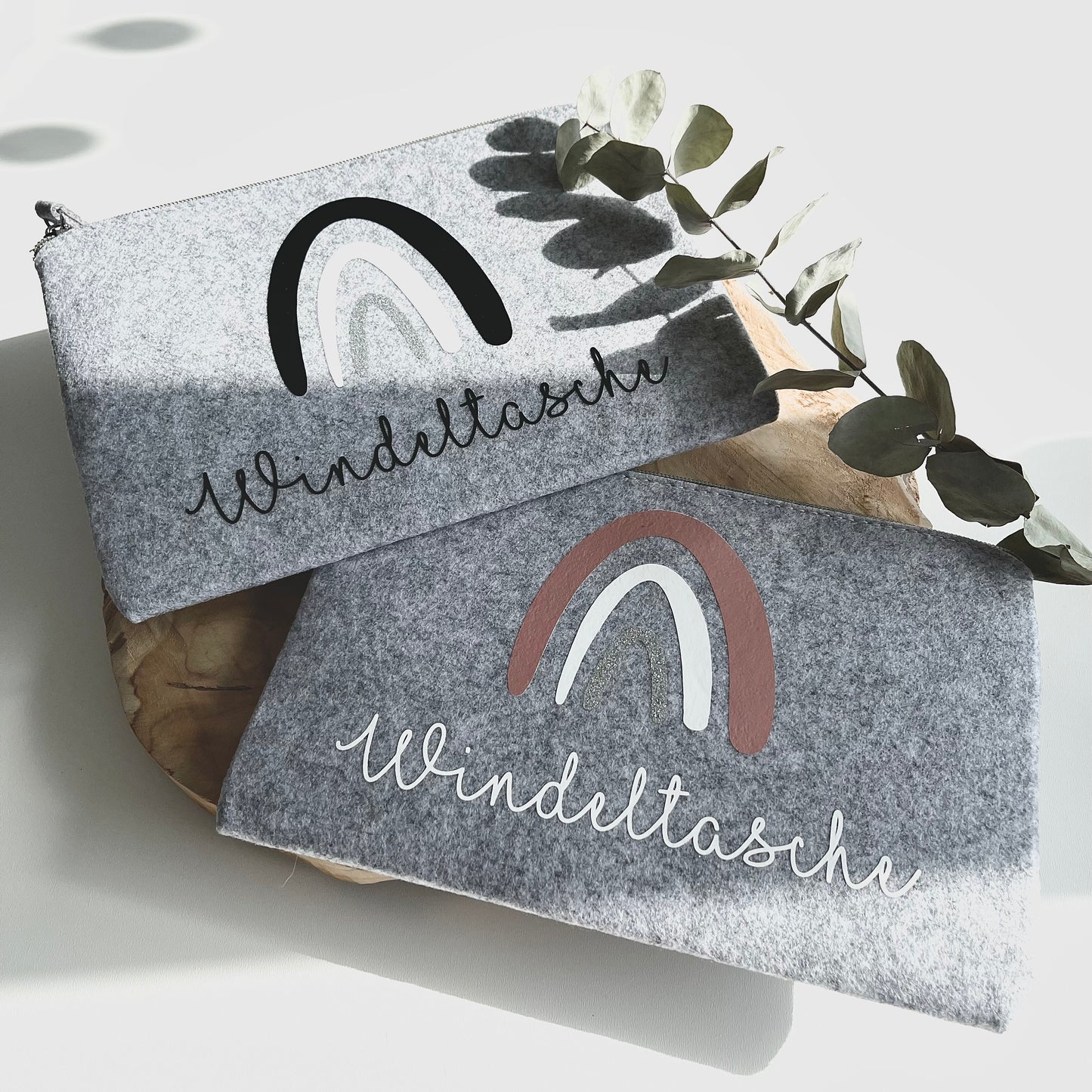 Filztasche mit Regenbogen & Name