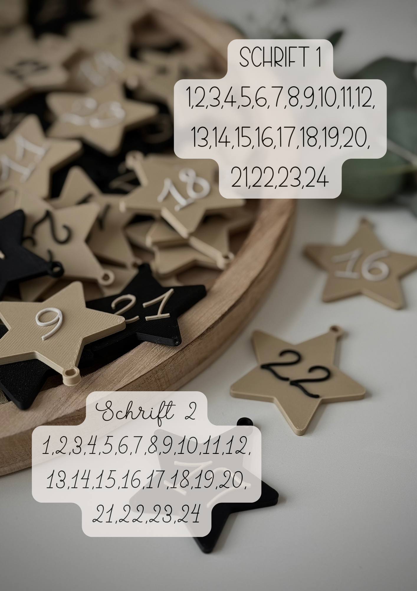 Adventskalender mit Zahlen-Sterne