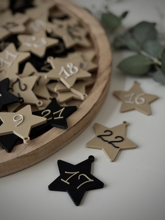Adventskalender mit Zahlen-Sterne
