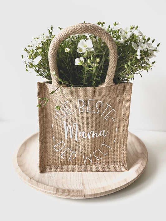 Jutetasche als Geschenketasche