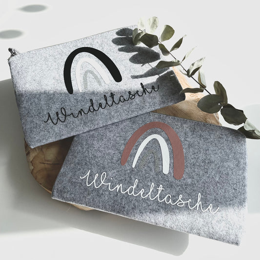 Filztasche mit Regenbogen & Name